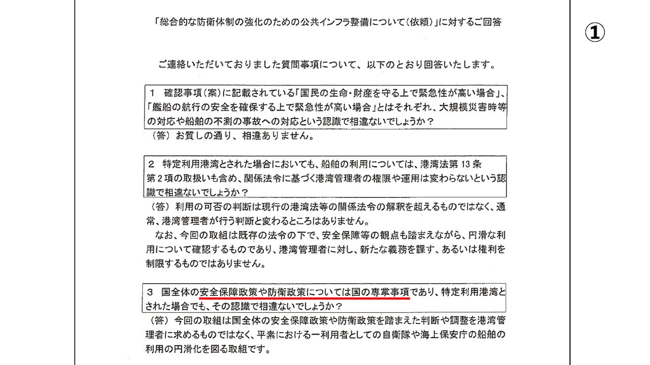 市長が政府に出した質問